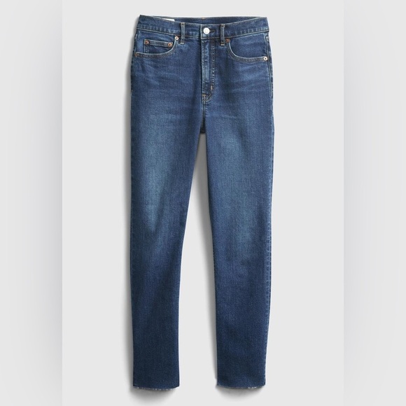 GAP High Rise Cigarette Jeans Slim Straight Leg Dark Indigo Blue Denim Size 26 - Picture 2 of 16